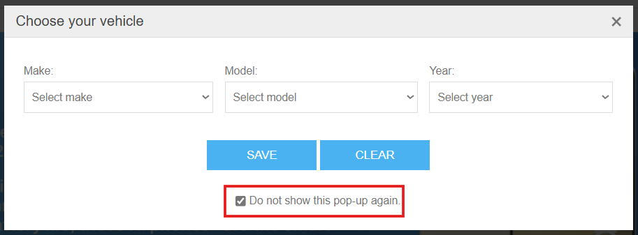 automobile spare parts & fitment plugin allows do not show popup selection